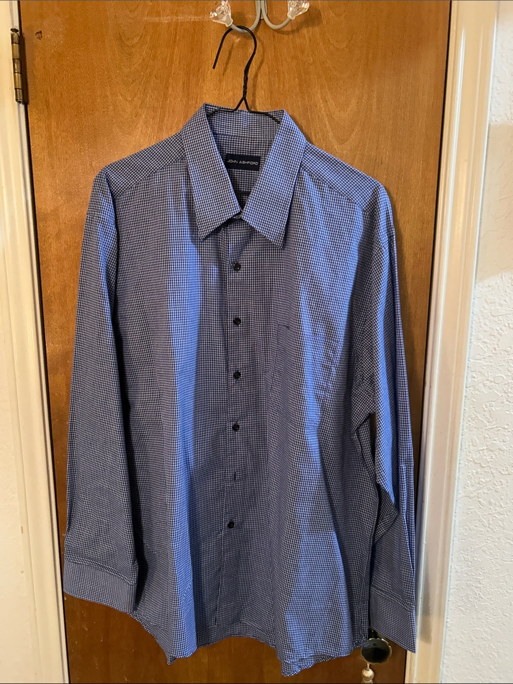 Jones New York Men's Blue Micro-Check Dress Shirt